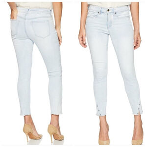 NYDJ Ami Skinny Ankle Jeans Light Wash Star Studs Split Raw Hem Jegging Crop 14P